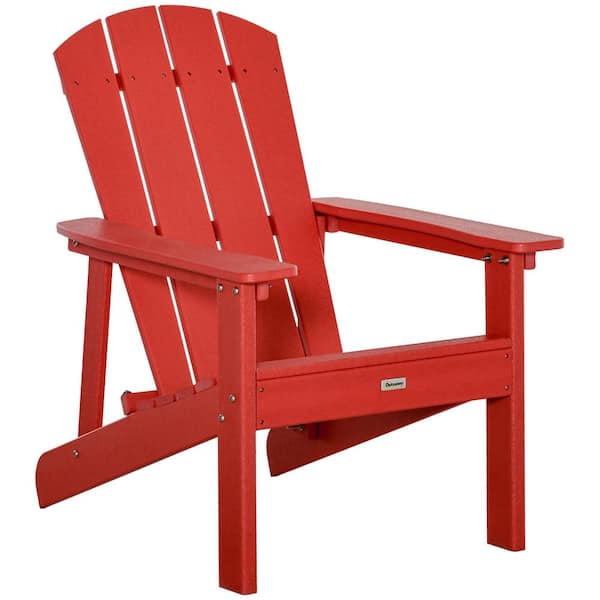FORCLOVER Red Reclining Composite Plastic Weather-Resistant Adirondack Chair