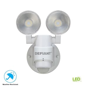 1100 Lumen 180-Degree Integrated LED Two-Head White Outdoor Flood Light