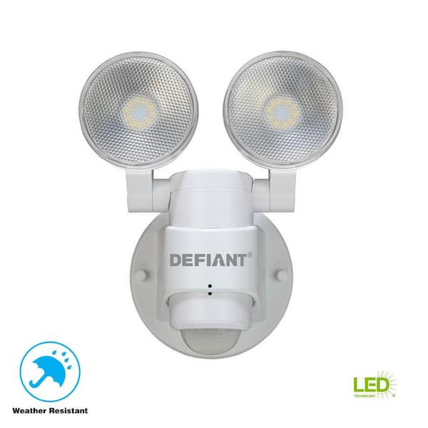 Defiant 1100 Lumen 180-Degree Integrated LED Two-Head White Outdoor Flood Light