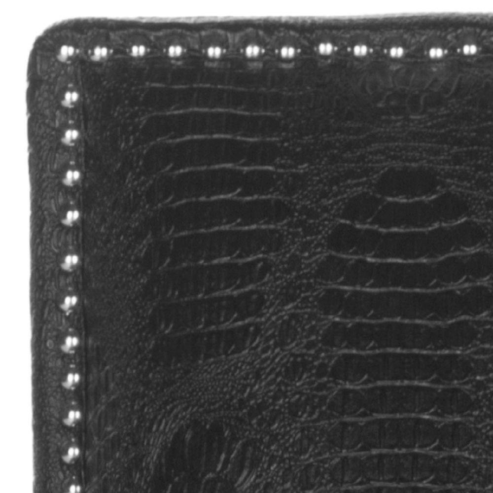 Black Crocodile Leather and Wood Accent Chair