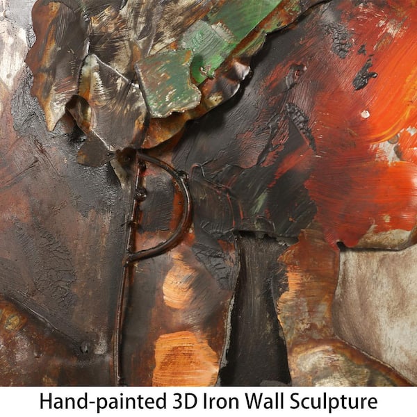 48 in. x 32 in. "Nude Study 2" Mixed Media Iron Hand Painted Dimensional Wall Art