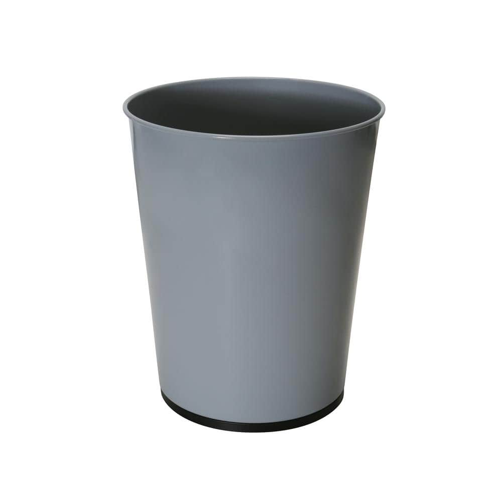 Gray Stainless Steel 5-Liter Round Wastebasket