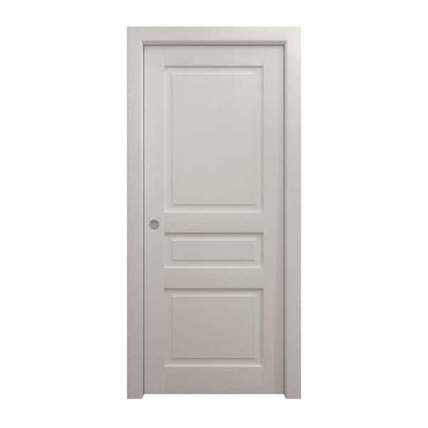 42 in. x 96 in. Painted White Oak Solid Wood Pocket Door With Hardware
