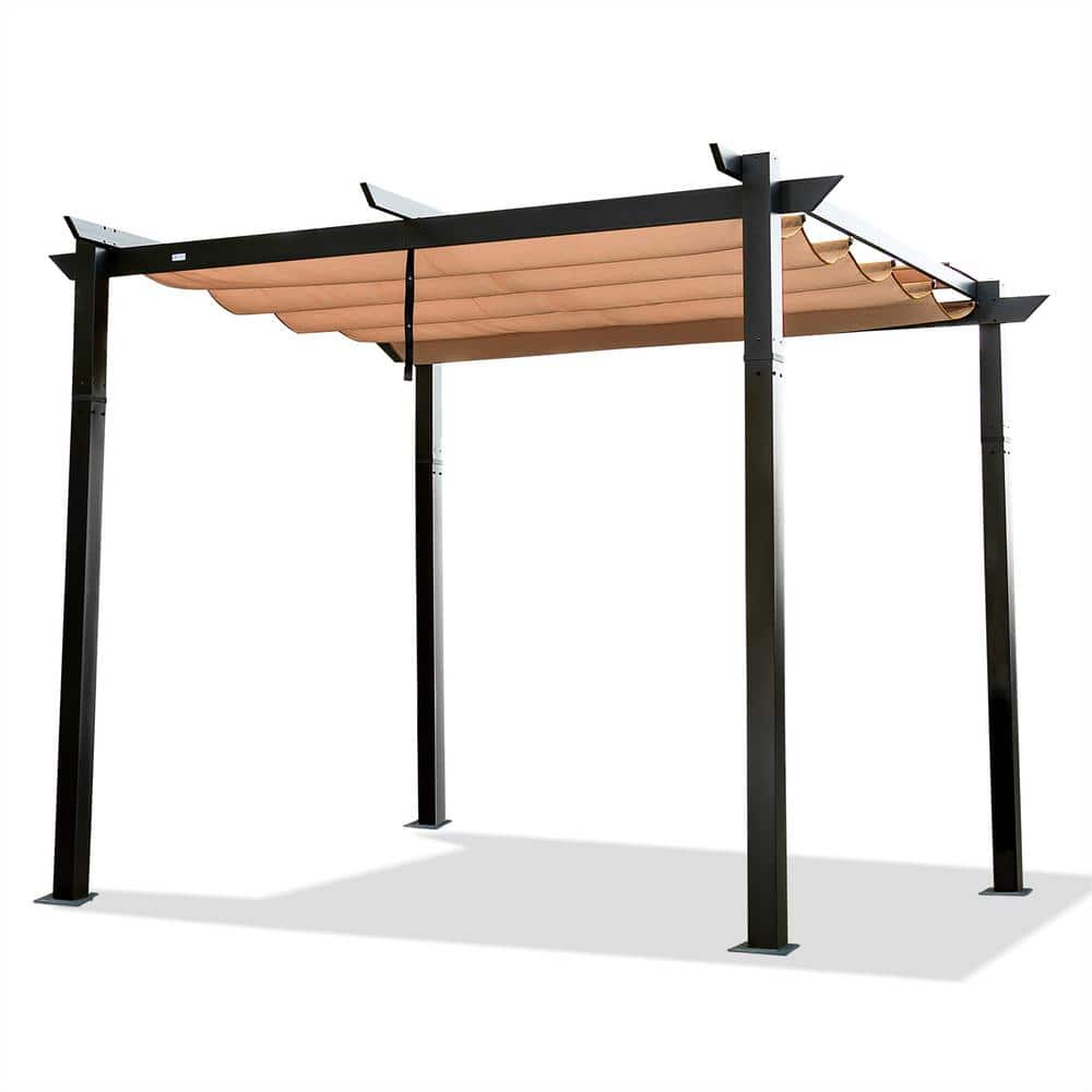 10 ft. x 10 ft. Outdoor Retractable Pergola with Weather-Resistant Canopy A