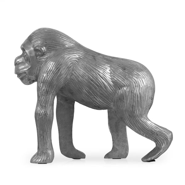 Afoxsos Porterdale Handcrafted Aluminum Decorative Ape Figurine, Silver