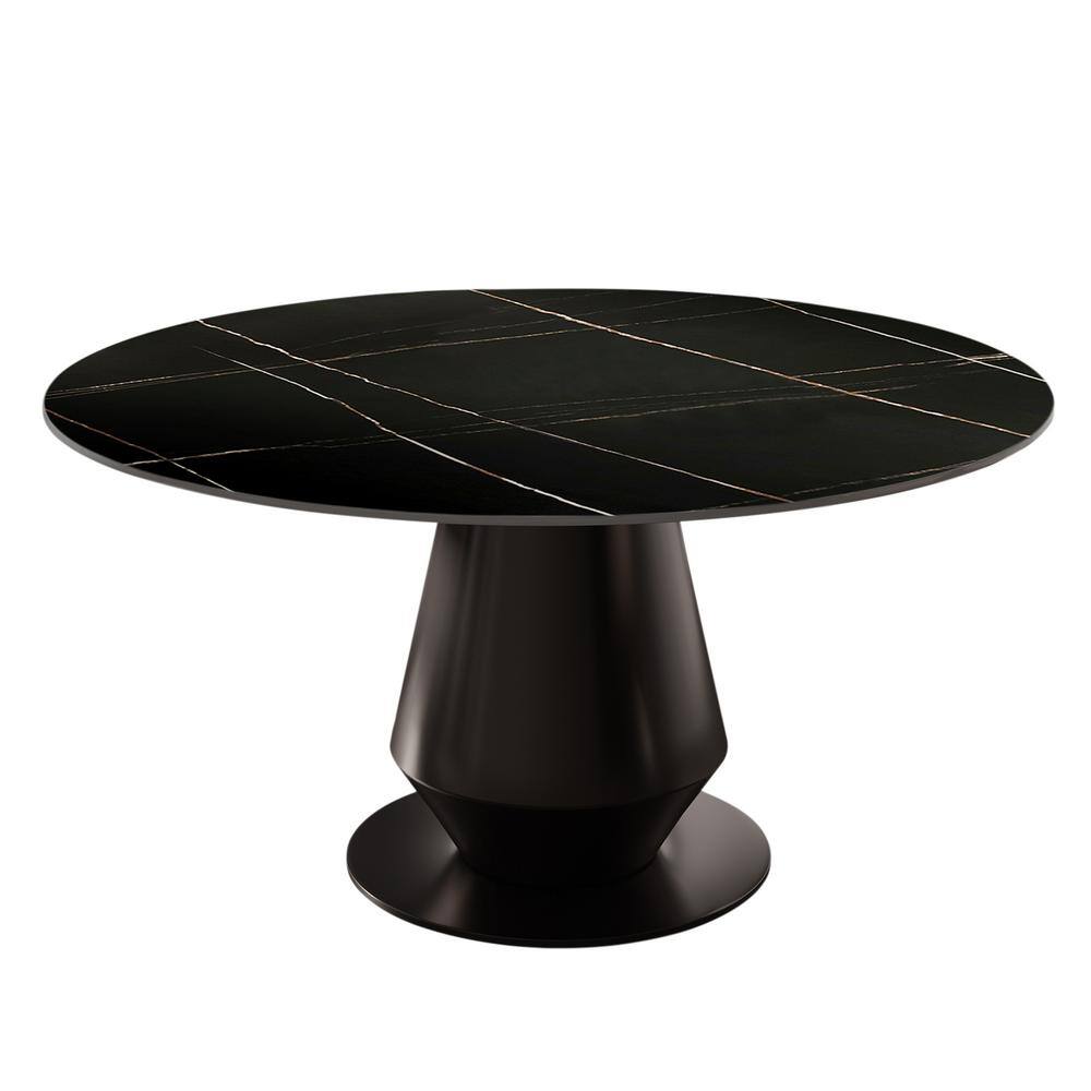 Modern Round Black Lauren Black Gold Stone Top 53.15 in. Carbon Steel Beade