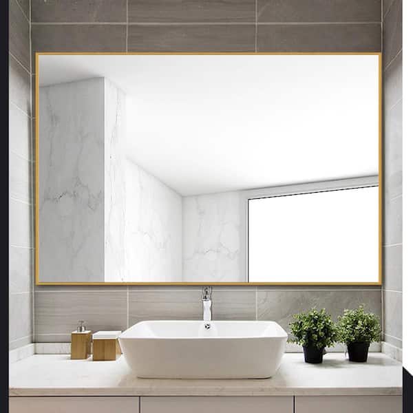 Dovelina Medium Rectangle Gold Hooks Contemporary Mirror (36 in. H x 24 in. W)