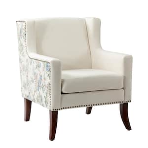 Gerry Bird Upholstered Armchair with Nailhead Trim Design and Solid Wood Legs