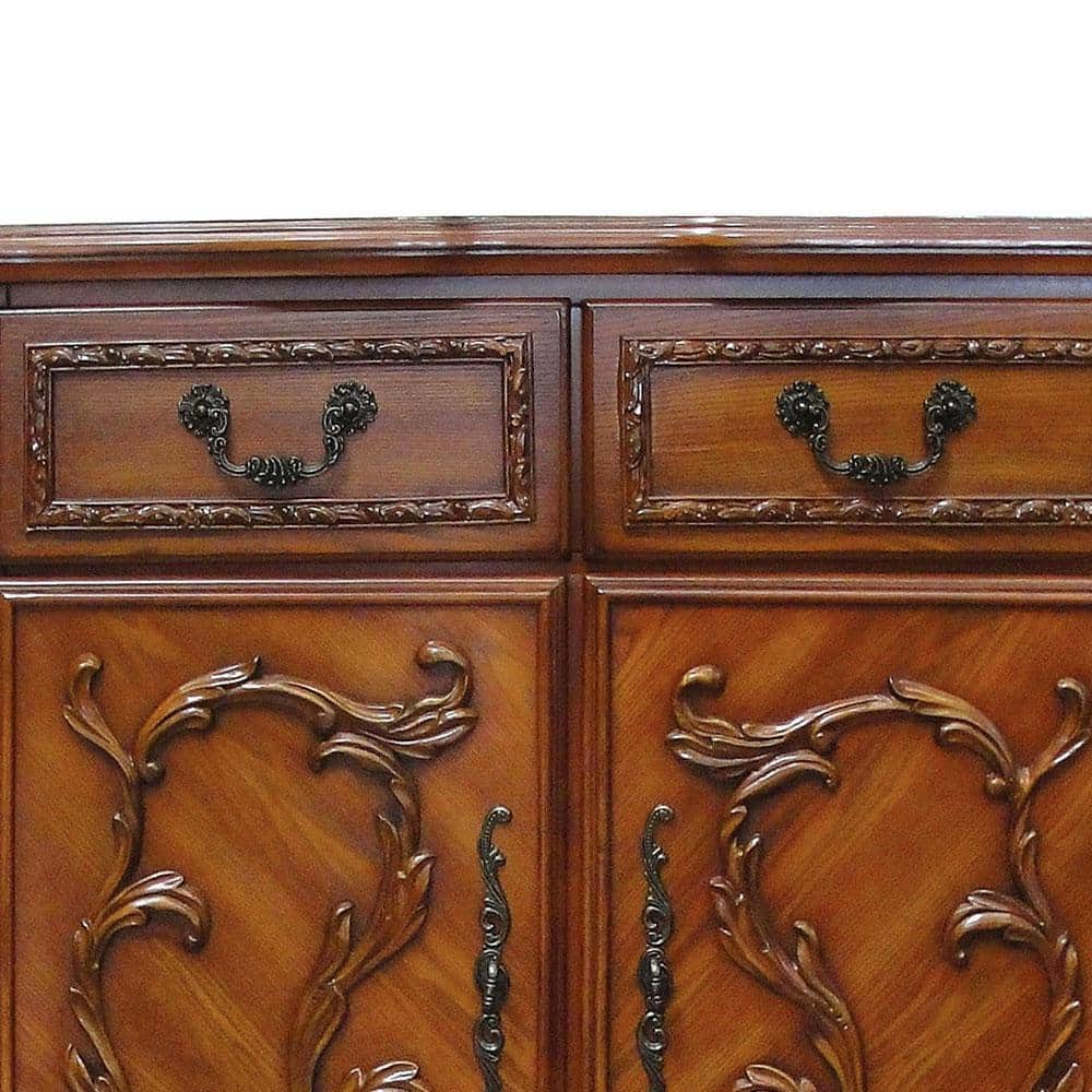 Dresden Cherry Oak 5-Drawer Chest with Carved Details