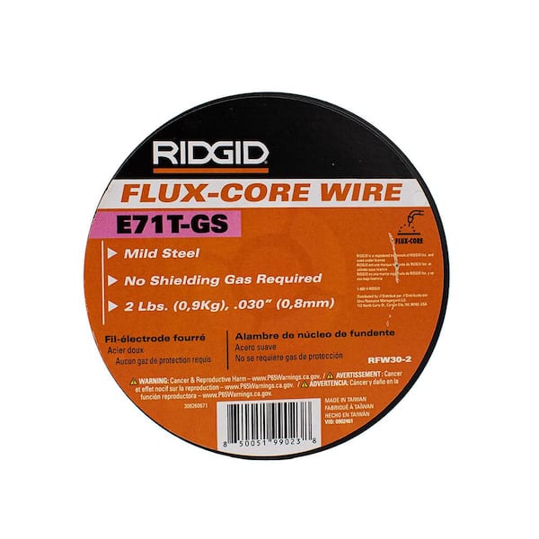 RIDGID .030 E71T-GS Flux-Core Welding Wire No Gas Required (2 lb. Spool ...