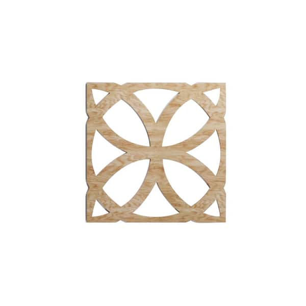 Ekena Millwork 11-3/8 in. x 11-3/8 in. x 1/4 in. Red Oak Small Daventry Decorative Fretwork Wood Wall Panels (10-Pack)