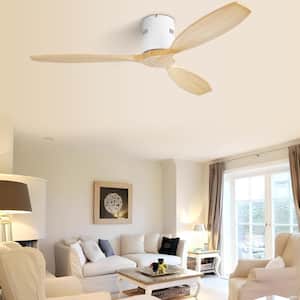 52 in. Indoor/Outdoor Flush Mount White Ceiling Fan Without Light, Remote Control and 6 Speed Reversible DC Motor