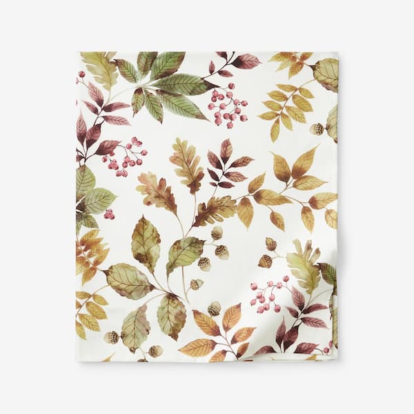 The Company Store Legends Hotel Fall Leaves Wrinkle-Free Multi Sateen Queen Flat Sheet