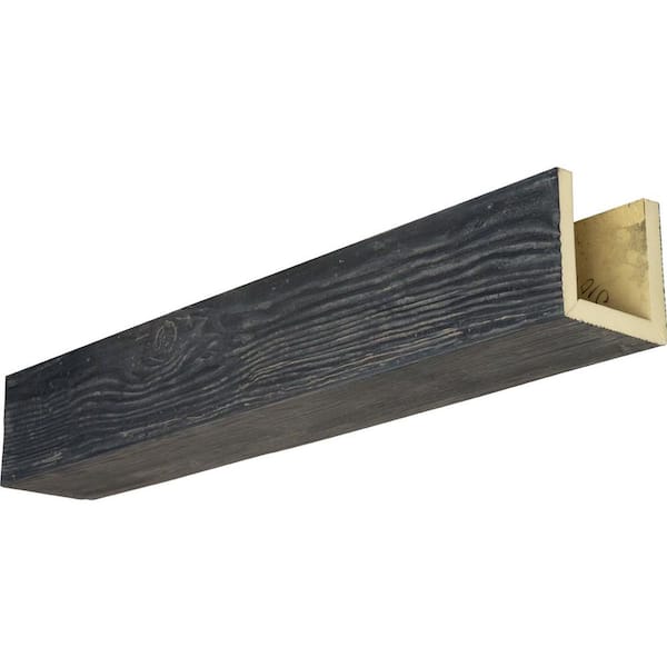 Ekena Millwork 8 in. x 12 in. x 18 ft. 3-Sided (U-Beam) Sandblasted Aged Ash Faux Wood Ceiling Beam