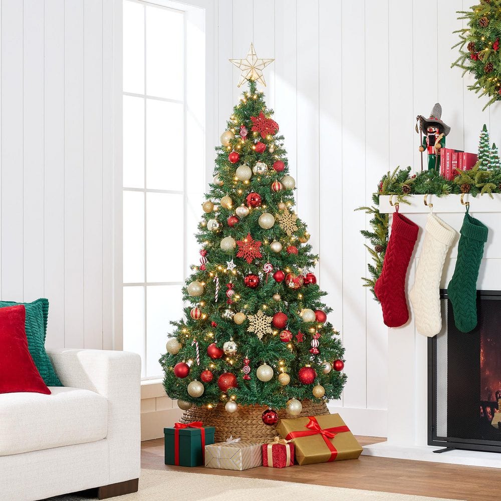 Festive Pine 6ft Pre-Lit Multicolor Outdoor Christmas Tree with Metal Base
