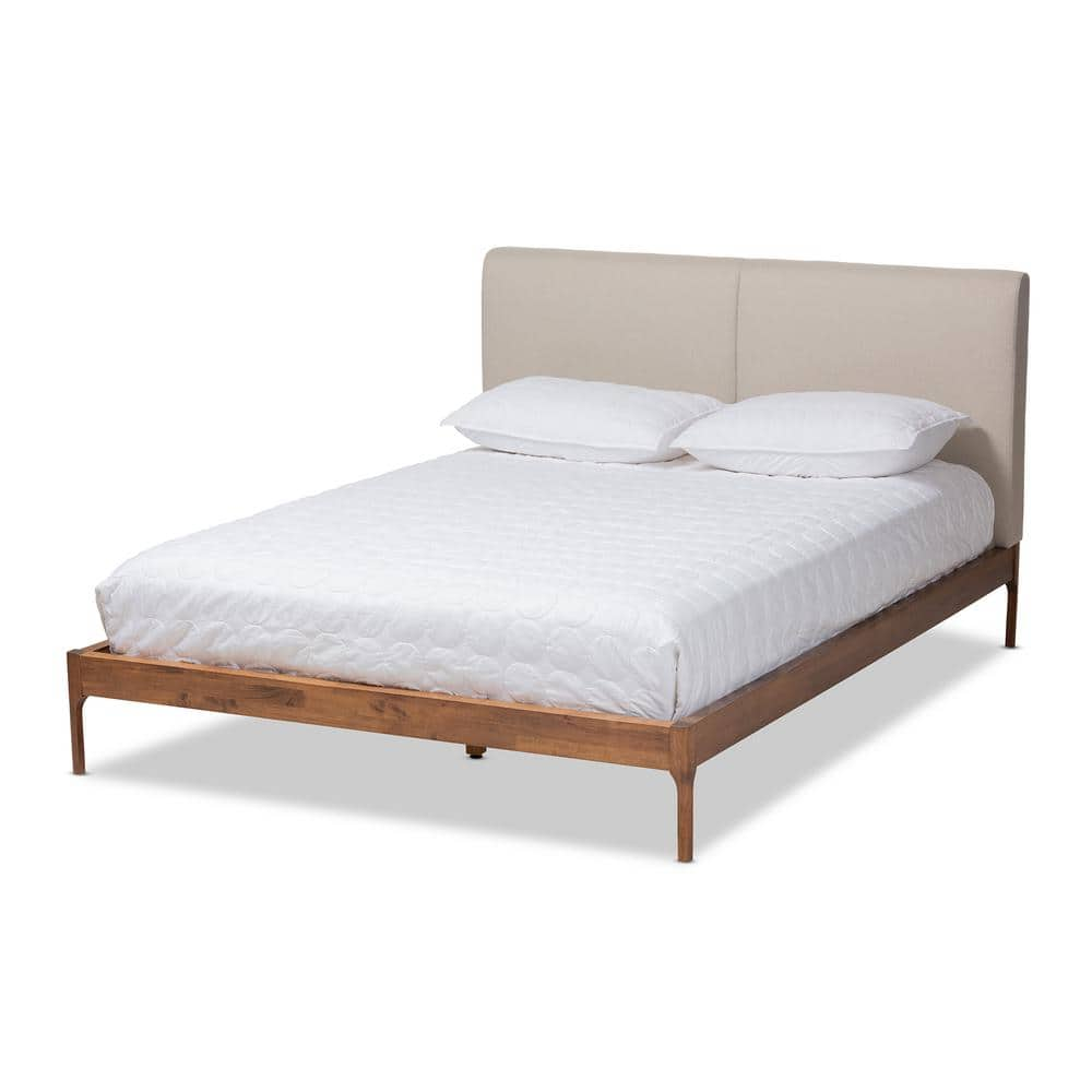 Baxton Studio Aveneil Beige and Walnut Brown Full Platform Bed