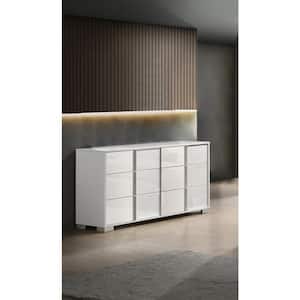 Elma White Lacquer 6-Drawer 18 in. Dresser