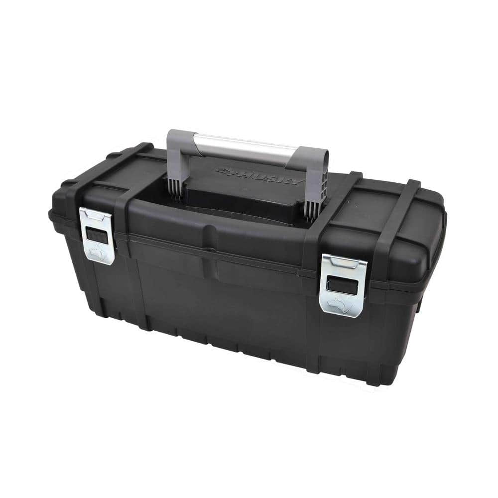 HUSKY 16 inch Black Plastic Portable Tool box with Metal Latch & Removable  Tray