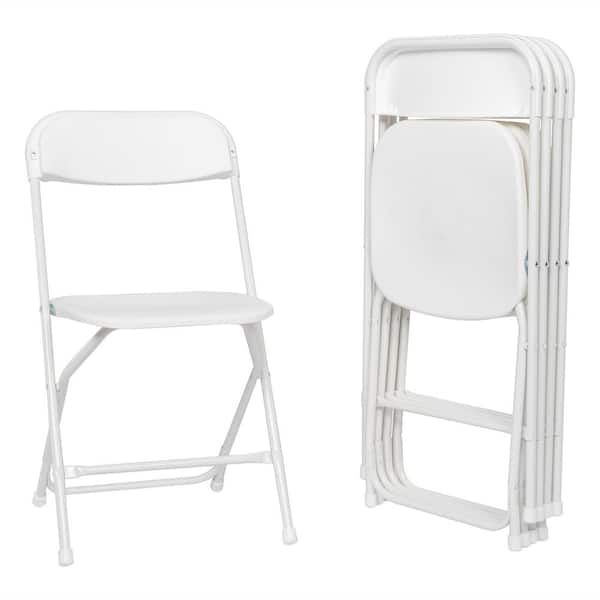 Karl home 299222737140 White Steel Folding Chairs (Set of 5) - 1