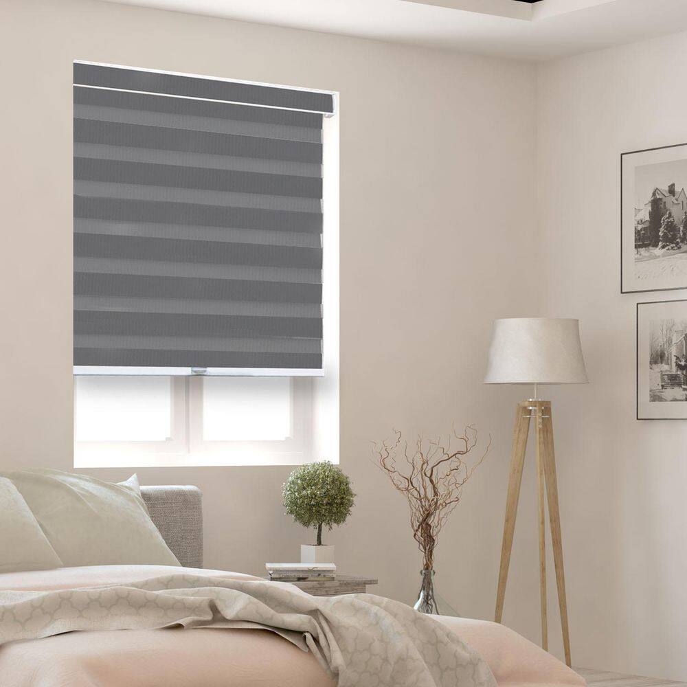 Gray Cordless Room Darkening Polyester Dual Layer Zebra Roller Shades-30 in. W x 72 in. L price history on PriceWatchPro