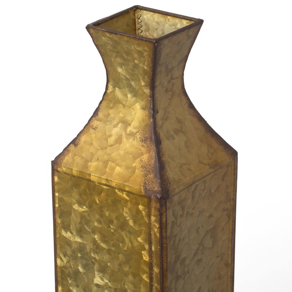 Medium Gold Textured Metal Bottle Shape Floor Vase