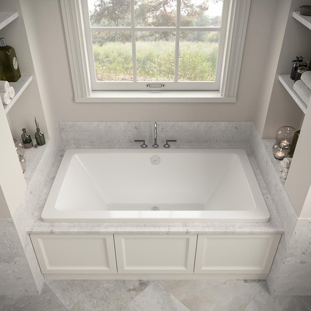 60" x 32" Glossy White Acrylic Drop-In Soaking Bathtub