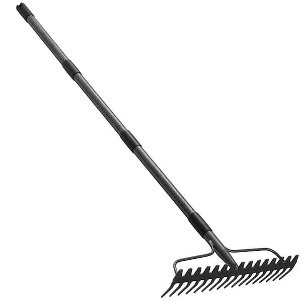 49 in. Handle Metal Bow Rake, 17-Tine Heavy Duty Landscaping Rake for Soil, Rocks, Mulch and Leaves
