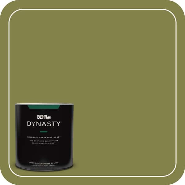 BEHR DYNASTY 1 qt. #MQ6-61 Basil Chiffonade One-Coat Hide Semi-Gloss Enamel Interior Stain-Blocking Paint and Primer