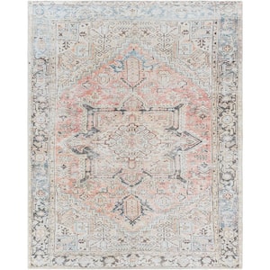 Darling Rose and Ivory Traditional Washable 9 ft. x 12 ft. Indoor Area Rug