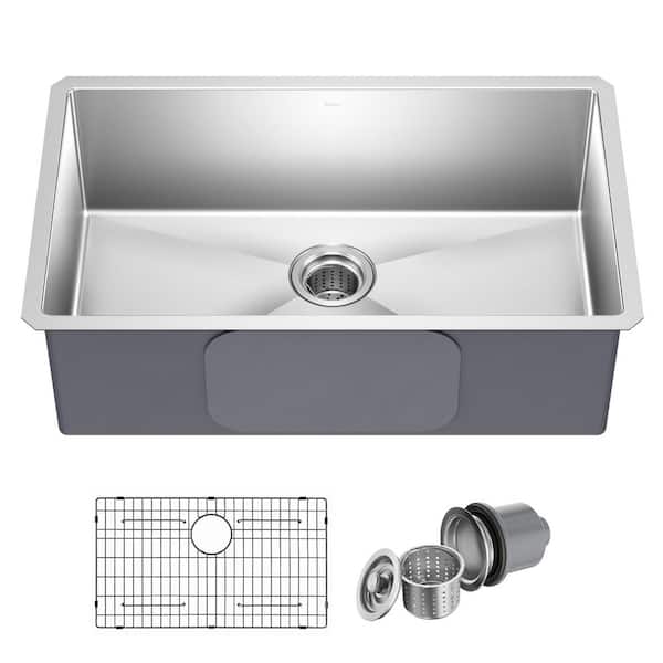 Standart PRO 30 in. Undermount Single Bowl 16 Gauge Stainless Steel Kitchen Sink with Accessories