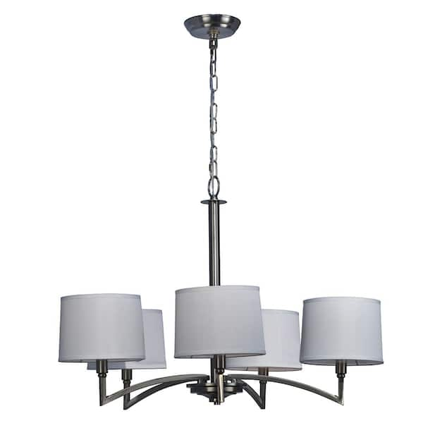 Springdale Lighting 5-Light Satin Nickel Chandelier with Fabric Shade