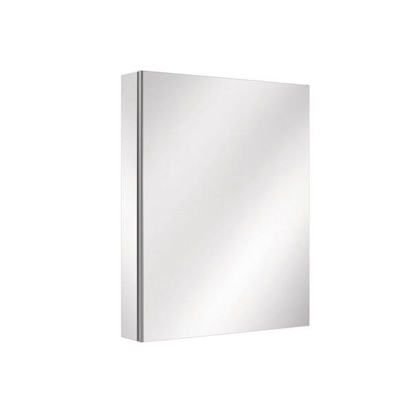 24 in. W x 30 in. H Silver Aluminum Rectangular Right Swing Medicine Cabinet with Mirror and Soft-Close Door
