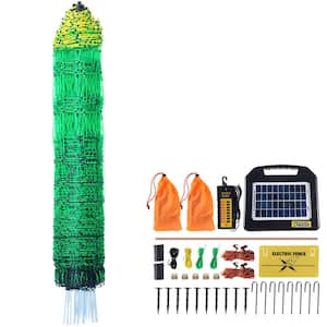 Electric Fence Netting 48 in. H x 100 in.L PE Net Fencing with Solar Charger/Posts/Double-Spiked Stakes Utility Portable