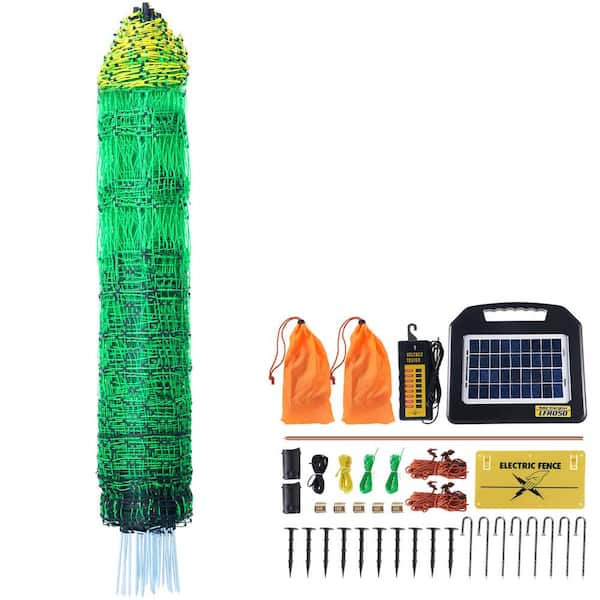 VEVOR Electric Fence Netting 48 in. H x 100 in. L PE Net Fencing with Solar Charger/Posts Stakes Utility Portable Polywire
