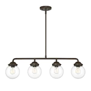 Knoll 60-Watt 4-Light Oil Rubbed Bronze Pendant with Clear Glass Shade