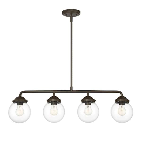 Designers Fountain Knoll 60-Watt 4-Light Oil Rubbed Bronze Pendant with Clear Glass Shade