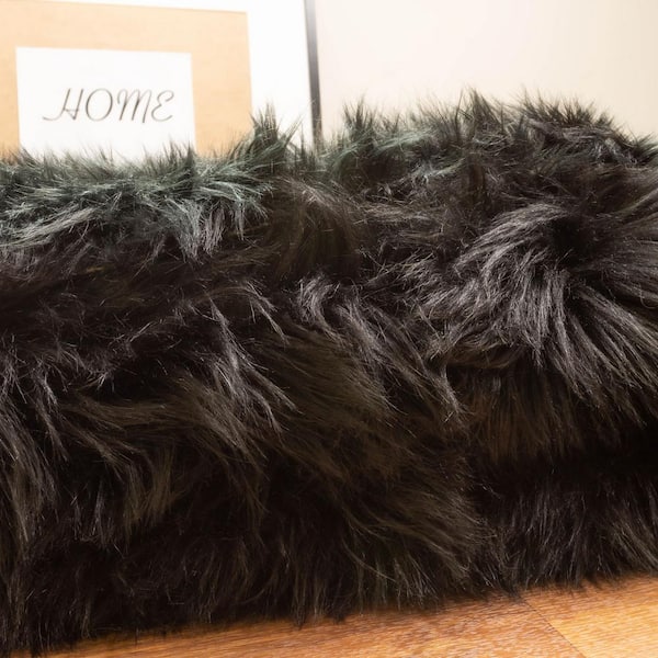 Serene Silky Faux Fur Fluffy Shag Rug Black 6' x 9'