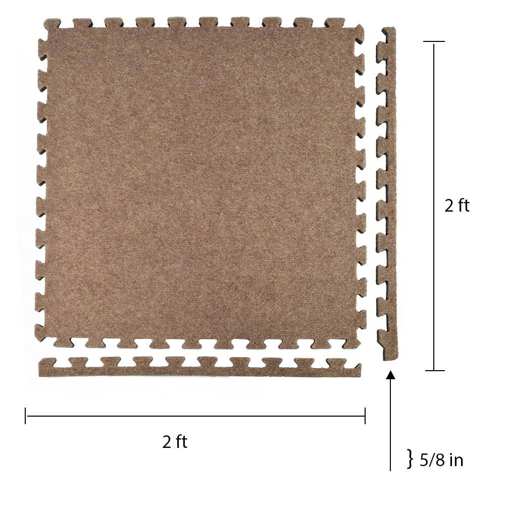 Royal Tan Polyester Interlocking Carpet Tiles, 24x24 Inch