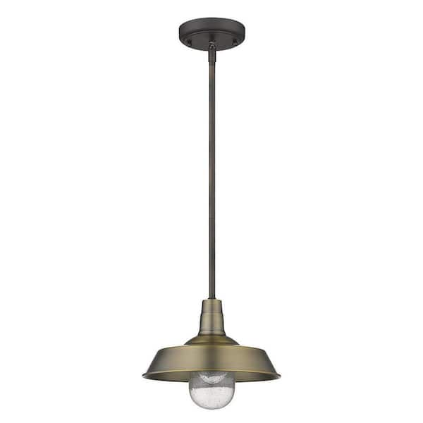 60-Watt 1 Light Brass Pendant Light with Crystal, No Bulbs Included