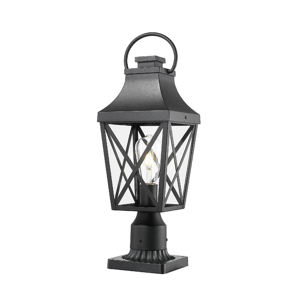 20.3 in. 1-Light Waterproof Black Outdoor Hardwired Wall Lantern Sconce wit