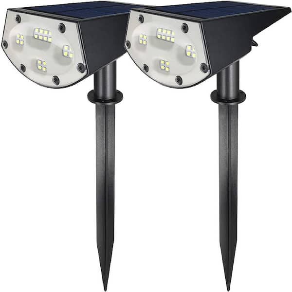 WBM SMART Solar 3.7-Volt Black Light Sensing 20 LED Landscape LED Spotlights Light for Garden, Path, Lawn (2-Pack)