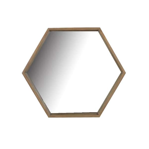 StyleWell Medium Hexagonal Natural Wood Modern Mirror with Deep-Set Frame (25 in. H x 29 in. W)