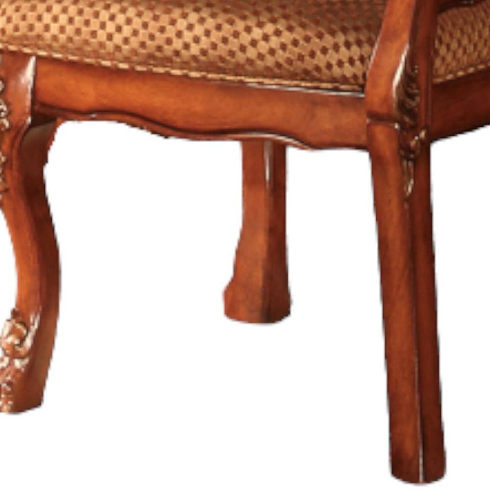 High Back Brown Faux Leather Upholstered Wood Side Chair