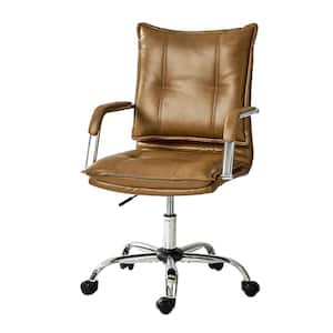 Dud Camel Modern Faux leather Swivel Task Chair with Padded Arms and Tufted Back