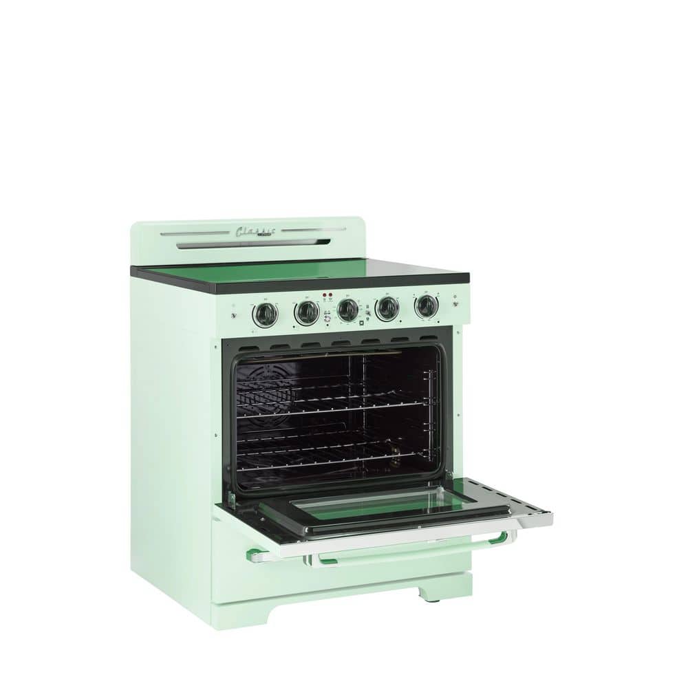 Summer Mint Green 30" Retro Freestanding Electric Range with Convection Oven