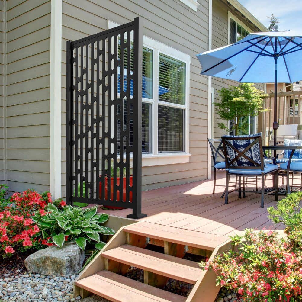 Black Rectangular Polypropylene UV Resistant Decorative Screen Panel