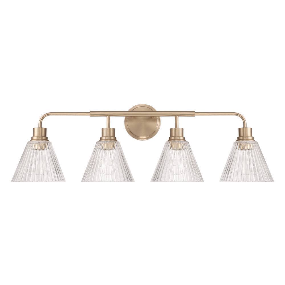 Pleated 34 in. 4 Light Premium Bronze Finish Vanity Light Wall Sconce with Clear Glass Shade Included price history on PriceWatchPro