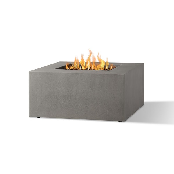 JENSEN CO Matteau 40 in. Square Concrete Composite Propane Fire Table in Flint with Vinyl Cover