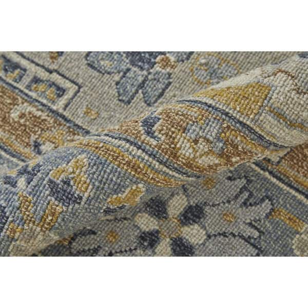 2 ft. x 3 ft. Gray and Brown Wool Oriental Hand Knotted Area Rug With Fringe