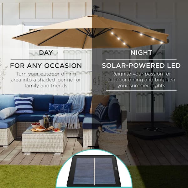 costway patio umbrellas Costway 15 FT Twin Patio Double-Sided Umbrella 48 Solar LED Lights Crank  Outdoor Gray in the Patio Umbrellas department at Lowes.com